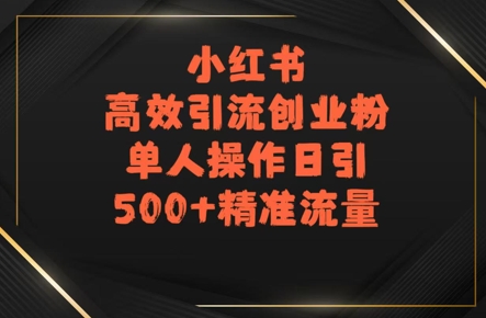 小红书高效引流创业粉，单人操作日引500+精准流量-创富院