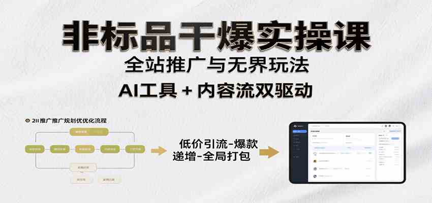非标品干爆实操课：含多案例及操盘方法，从选品到推广、成交，助力打造爆款实现盈利-创富院