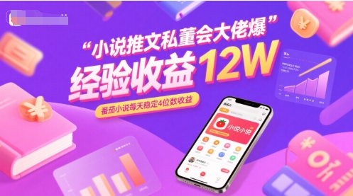 小说推文私董会大佬爆单经验分享收益12W，番茄小说每天稳定4位数收益-创富院