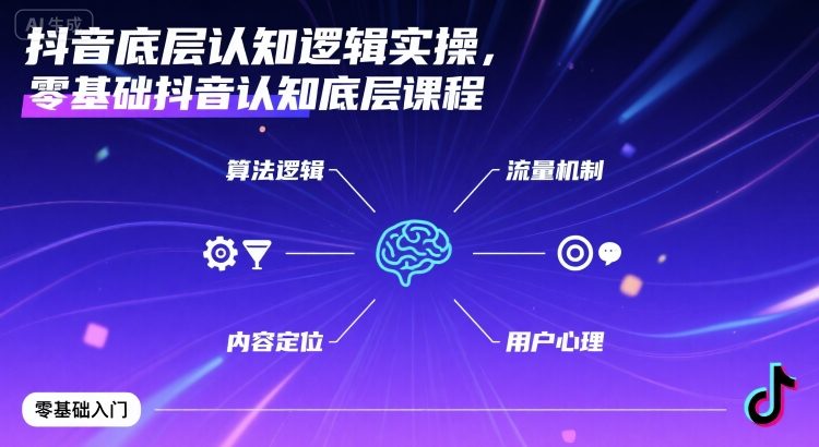 抖音底层认知逻辑实操，零基础抖音认知底层课程-创富院