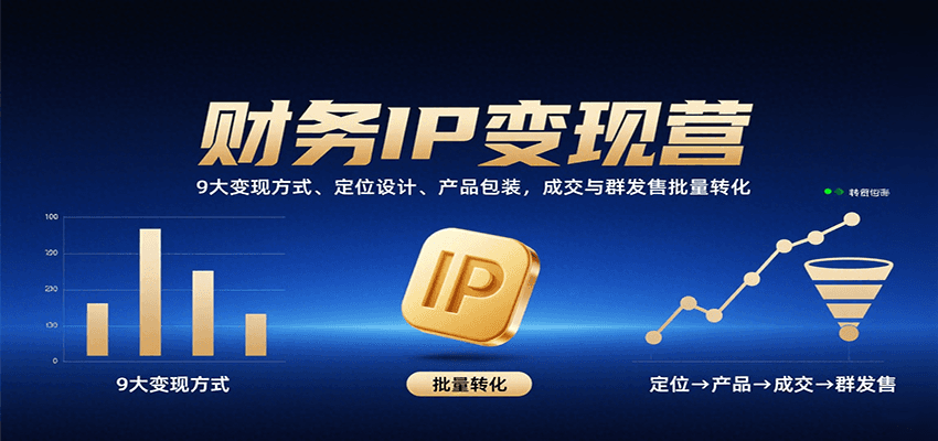 财务IP变现营：9大变现方式、定位设计、产品包装，成交与群发售批量转化-创富院