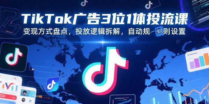 （15460期）TikTok广告3位1体投流课，变现方式盘点，投放逻辑拆解，自动规则设置-创富院