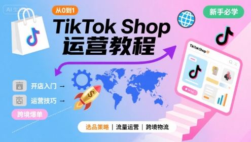 TikTok Shop从0到1运营教程，TikTok跨境电商新手必学课程-创富院
