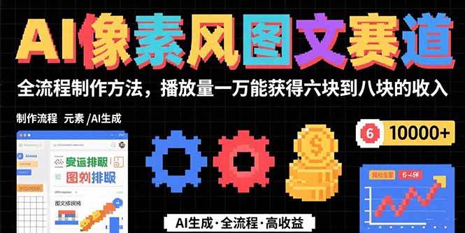 （15572期）AI像素风图文赛道：全流程制作方法，播放量一万能获得6块到8块的收入-创富院