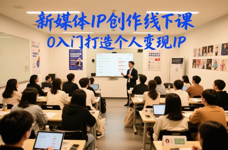 【精】新媒体IP创作线下课，0入门打造个人变现IP-学必富副业创客网