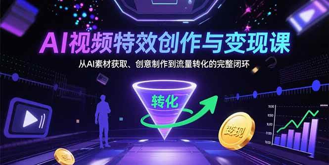 （15587期）AI视频特效创作与变现课：从AI素材获取、创意制作到流量转化的完整闭环-创富院