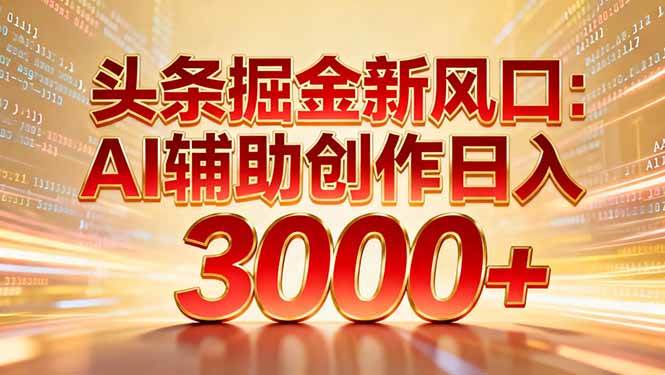 (16923期)头条掘金新风口:AI辅助创作日入3000+,矩阵玩法当天启动隔天见效-创富院