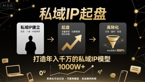 私域IP起盘，私域ip建立、起盘、高转化，打造年入千万的私域ip模型-创富院