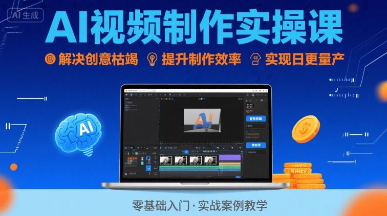 Ai视频制作实操课，解决创意枯竭、效率低下痛点，实现日更量产可持续变现-创富院
