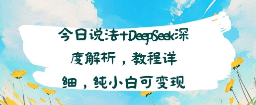 今日说法+DeepSeek深度解析，教程详细，纯小白可变现-创富院