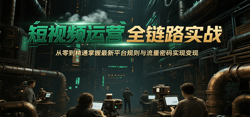 短视频运营全链路实战，从零到精通掌握最新平台规则与流量密码实现变现-创富院