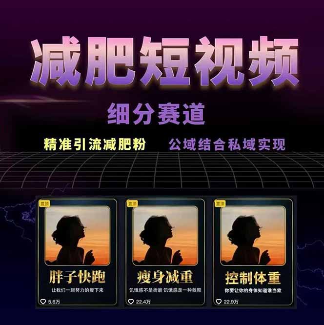 图片[1]-减肥短视频赛道运营课：素材准备-视频制作-引流变现全流程 (附素材-创富院