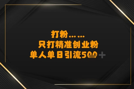 打粉只打精准创业粉，单人单日引流500+-创富院