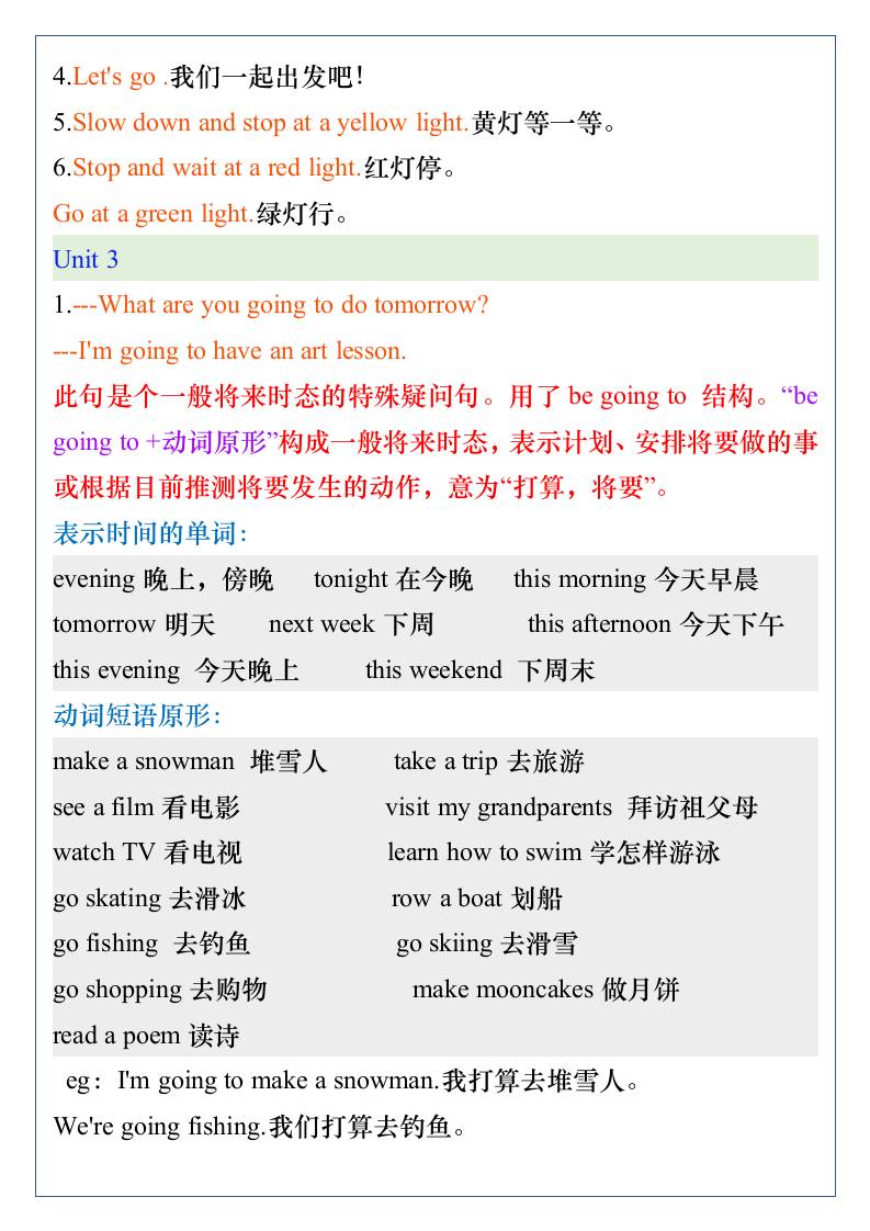 五升六年级英语上册暑假预习：重点句型汇总-六上英语-创富院