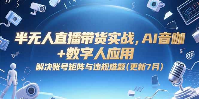 （15280期）半无人直播带货实战，AI音咖+数字人应用 解决账号矩阵与违规难题(更新7月)-创富院