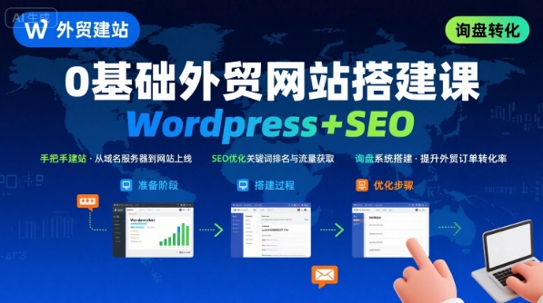 WordPress外贸建站+SEO优化课程，手把手教你从0到1搭建可获得询盘的外贸网站-创富院