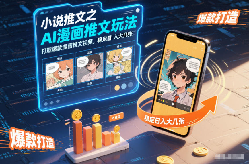 小说推文之AI漫画推文玩法，打造爆款漫画推文视频，稳定日入大几张-创富院