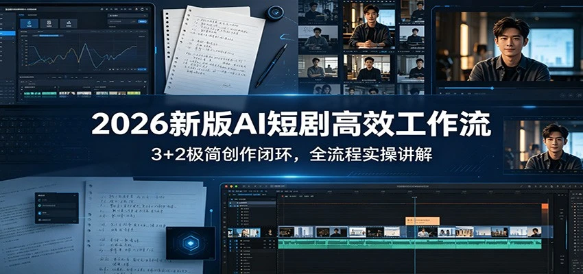 【精】2026新版AI短剧高效工作流：3+2极简创作闭环，全流程实操讲解，Seedance 2.0工作流，带你玩转新流程极速赚钱