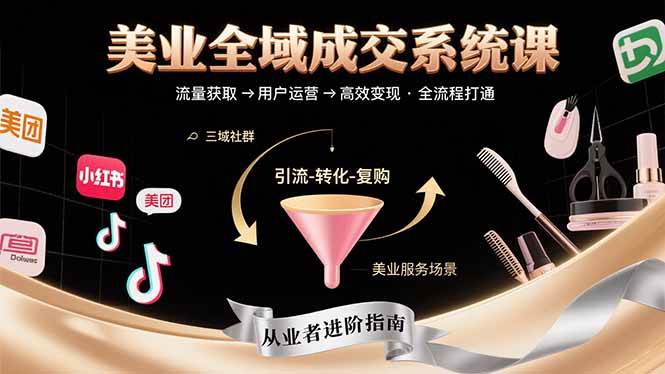 （15650期）美业全域成交系统课程：帮助美业从业者打通从流量获取到高效变现全流程-创富院