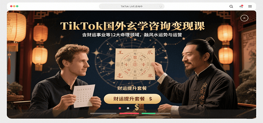 TikTok国外玄学咨询变现课，含财运事业等12大命理领域，融风水运势与运营-创富院