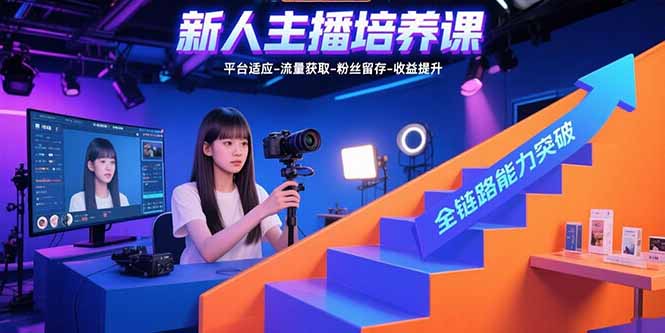 新人主播培养课：平台适应-流量获取-粉丝留存-收益提升 全链路能力突破-创富院