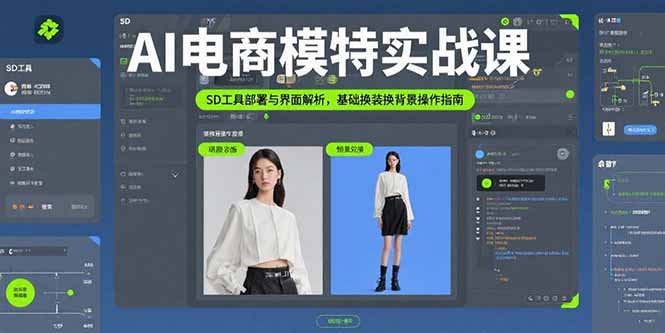 AI电商模特实战课，SD工具部署与界面解析，基础换装换背景操作指南-创富院