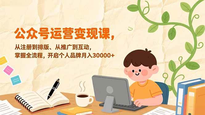 （17067期）公众号运营变现课，从注册到排版、从推广到互动，掌握全流程，开启个人品牌月入30000+-创富院