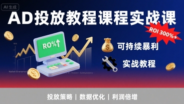 AD投放教程课程实战课，实现广告ROI300%+可持续暴利-创富院