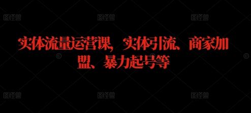 实体流量运营课，实体引流、商家加盟、暴力起号等-创富院