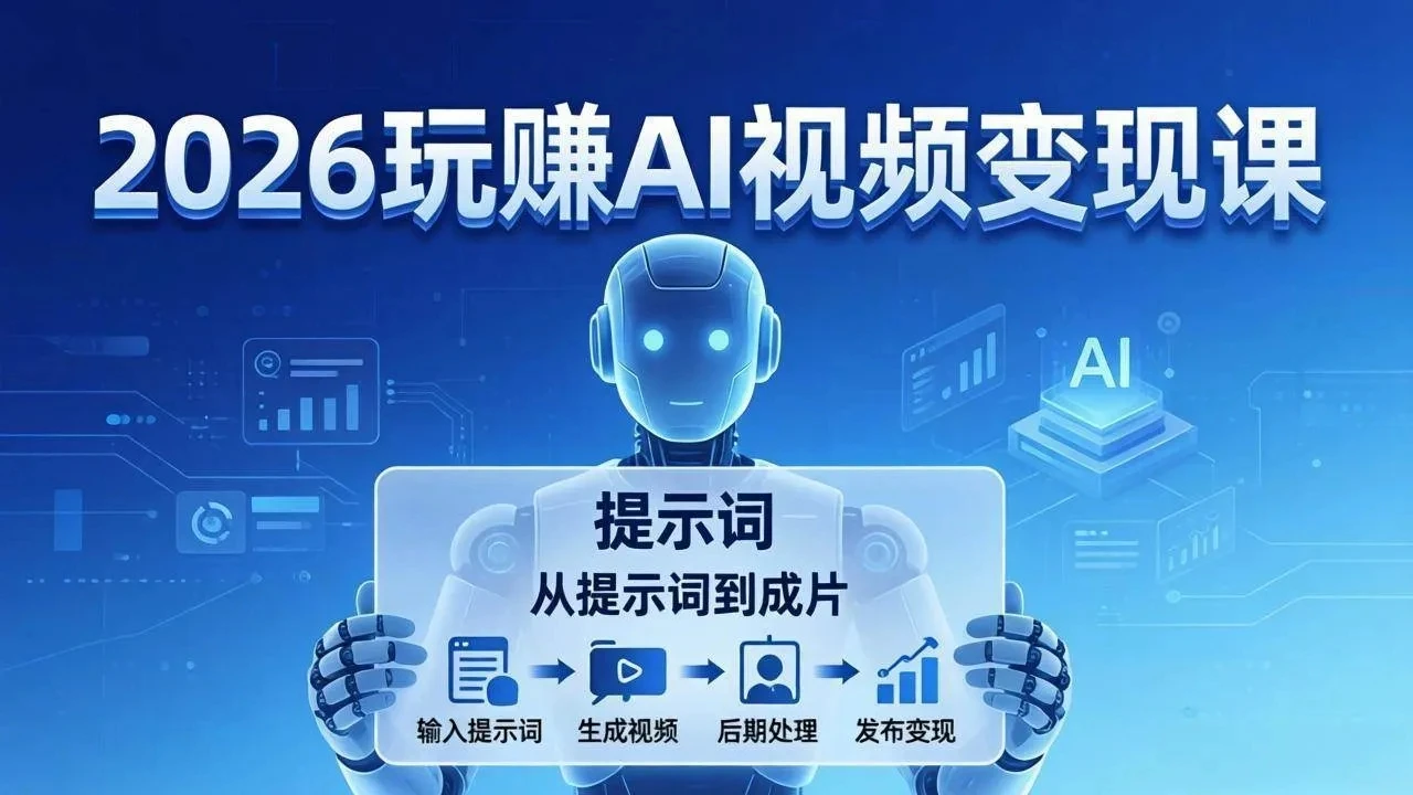 【精】2026玩赚AI视频变现课：掌握 AI 视频全流程技能，从提示词到成片高效产出