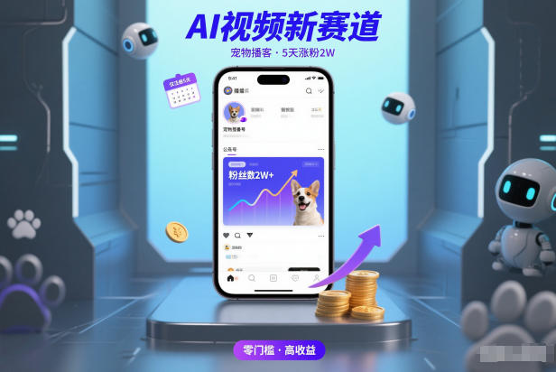 AI视频新赛道，宠物播客仅注册5天涨粉2W，收益非常可观-创富院