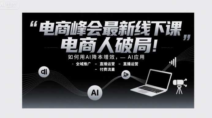 电商峰会最新线下课，电商人破局，如何用AI降本增效，AI应用-全域推广-直播运营-付费流量-创富院