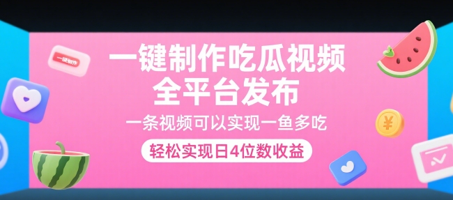 一键制作吃瓜视频，全平台发布，一条视频可以实现一鱼多吃，轻松实现日4位数收益【揭秘】-创富院