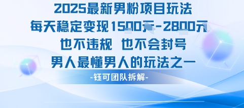 2025最新男粉项目玩法每天变现1k+也不违规也不会封号男人最懂男人的玩法-创富院