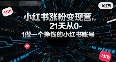 小红书涨粉变现营，21天从0-1做一个挣钱的小红书账号-创富院