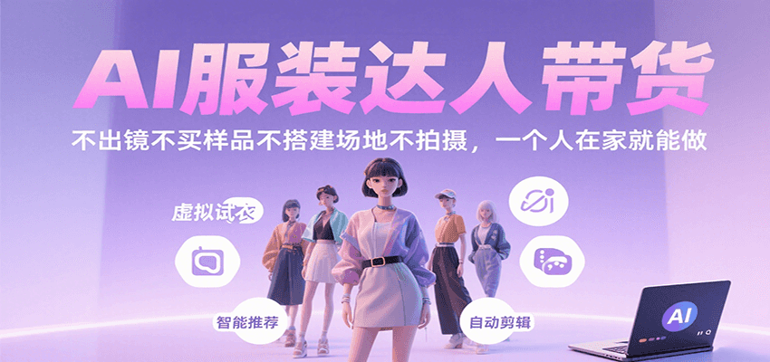 AI服装达人带货，不出镜不买样品不搭建场地不拍摄，一个人在家就能做-创富院