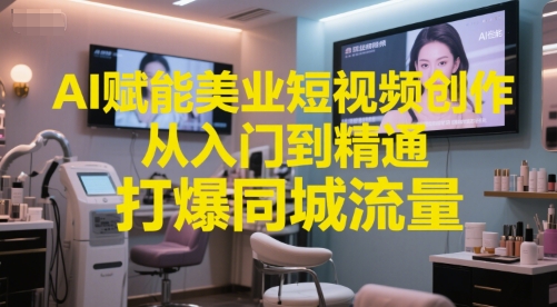 AI赋能美业短视频创作，从入门到精通，打爆同城流量，超级AI工具短视频实操落地-创富院
