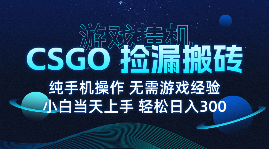 8月最新游戏搬砖，CSGO纯挂机，不需要玩游戏，实现真挂机，月入1W+-创富院