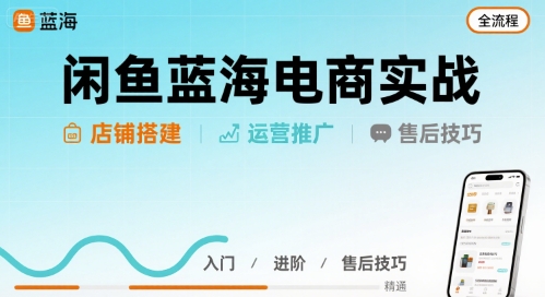 闲鱼蓝海电商实战，店铺搭建运营售后全流程-创富院
