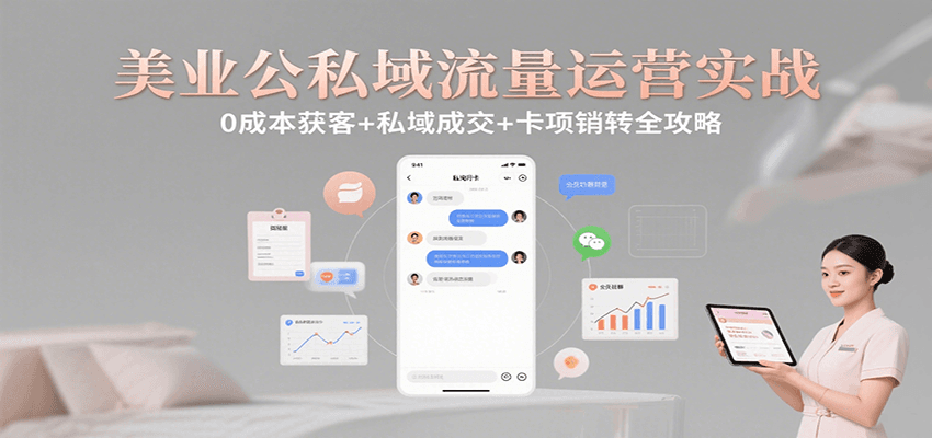 美业公私域流量运营实战：0成本获客+私域成交+卡项销转全攻略-创富院