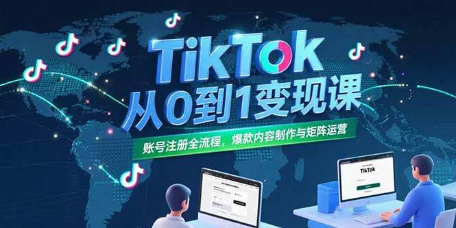 （15346期）TikTok从0到1变现课，账号注册全流程，爆款内容制作与矩阵运营-创富院