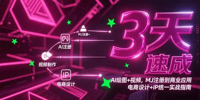 （15245期）3天速成AI绘图+视频，MJ注册到商业应用，电商设计+IP统一实战指南-创富院