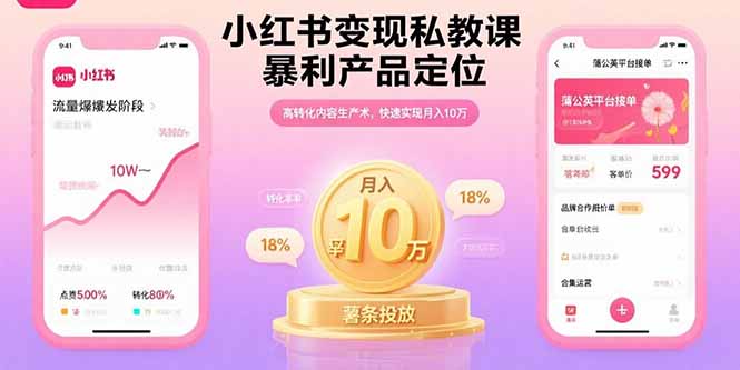 小红书变现私教课，暴利产品定位，高转化内容生产术，快速实现月入10万-创富院