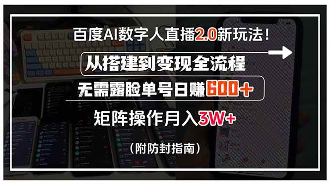 （15555期）百度AI数字人直播2.0新玩法！从搭建到变现全流程，无需露脸单号日赚600…-创富院