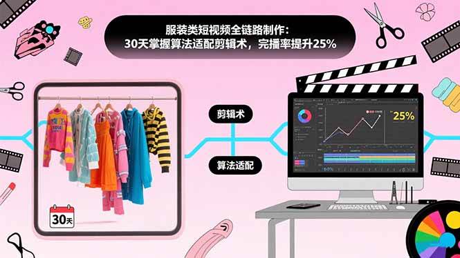 （15655期）服装类短视频全链路制作：30天掌握算法适配剪辑术，完播率提升25%-创富院