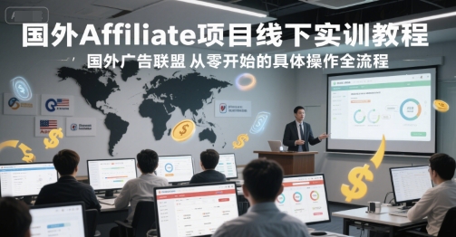 国外Affiliate项目线下实训教程，国外广告联盟从零开始的具体操作全流程-影创院