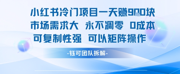 小红书冷门项目一天收益9张，市场需求大，0成本，可复制性强可以矩阵操作-创富院