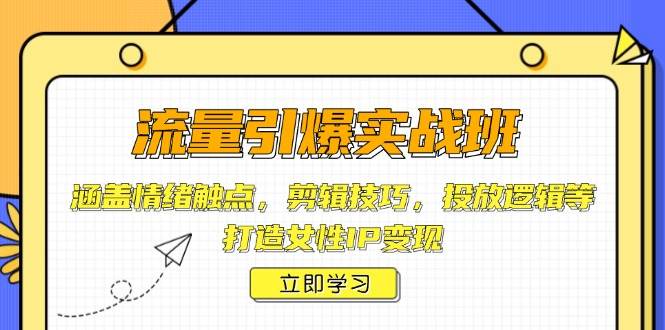 （14008期）流量引爆实战班，涵盖情绪触点，剪辑技巧，投放逻辑等，打造女性IP变现-创富院