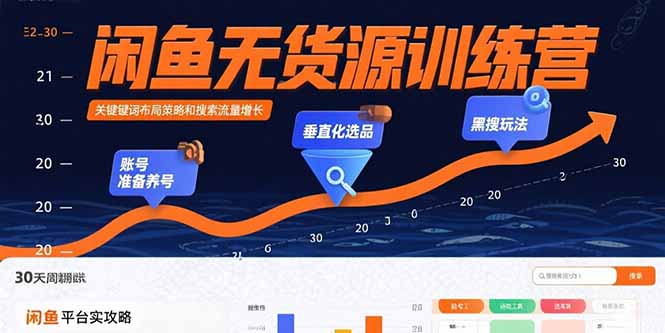 闲鱼无货源训练营：账号准备养号/垂直化选品/黑搜玩法，0基础30天盈利指南-创富院