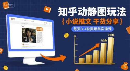 小说推文干货分享之知乎动静图玩法，每天3-4位数爆单实操课-创富院
